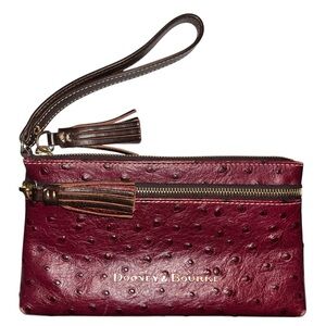 Dooney & Bourke Ostrich Double Zip Large Wristlet (9” x 6”).